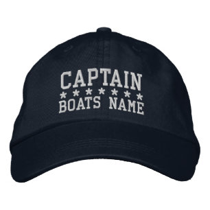 Captain With Boats Name Personalised Embroidered Hat