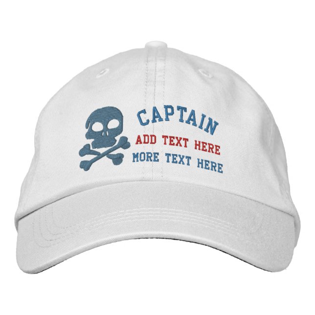 Captain With Skull And Cross Bones customisable Embroidered Hat (Front)