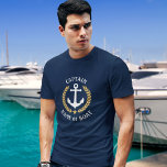 Captain Your Boat Name Anchor Gold Laurel Navy T-Shirt<br><div class="desc">A custom designed nautical boat anchor,  gold style laurel leaves and a gold star with Captain rank or other title and Your Personalised Name or Boat Name on a navy blue T-Shirt. Makes a great gift.</div>