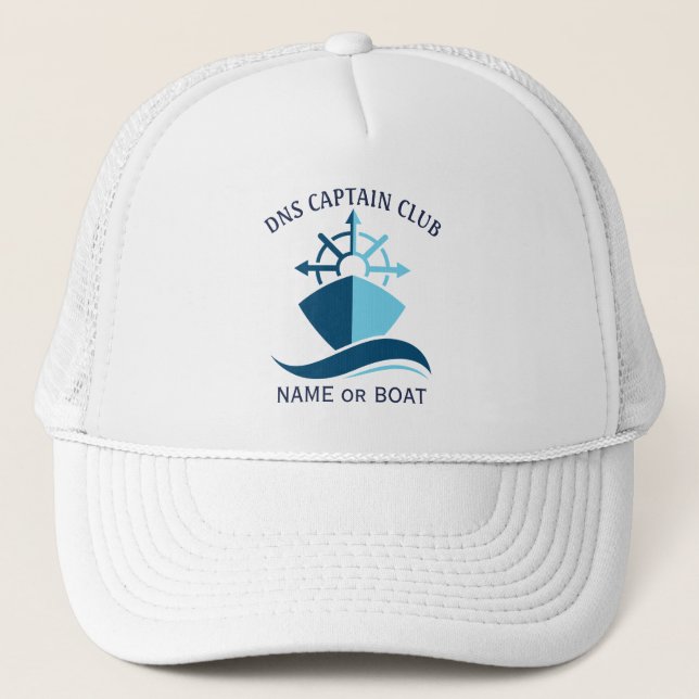 Captain Your Boat Name  Trucker Hat (Front)