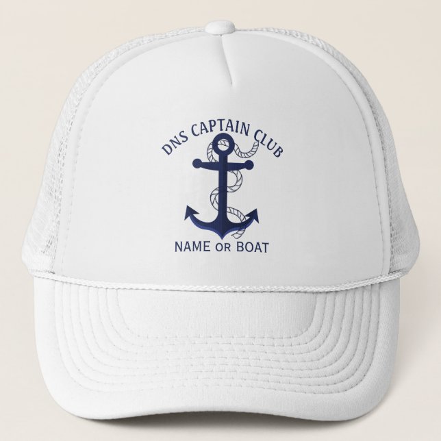 Captain Your Boat Name  Trucker Hat (Front)