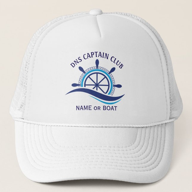 Captain Your Boat Name  Trucker Hat (Front)