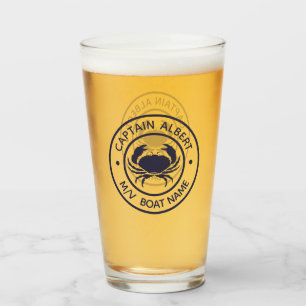 Captain Your Name Nautical Crab Tumbler Glass