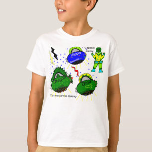 Captain Zacky Blue Fish Dragon Dino Spaceships T-Shirt