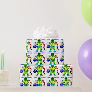 Captain Zacky Robot Zippie Spaceship Birthday Wrapping Paper