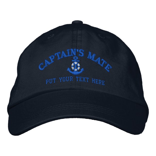 Captain's Mate Your Boat Name Your Name or Both Embroidered Hat (Front)
