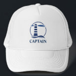 Captain's Nautical  Classic Lighthouse Trucker Hat<br><div class="desc">Navy Blue Nautical Lighthouse Captain on White Customisable Hat.</div>