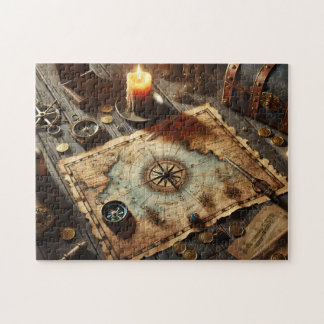 Captain's Treasure Map Nautical Adventure Decor Jigsaw Puzzle