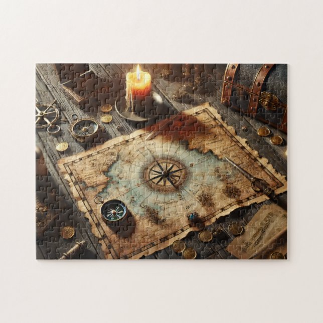 Captain's Treasure Map Nautical Adventure Decor Jigsaw Puzzle (Horizontal)