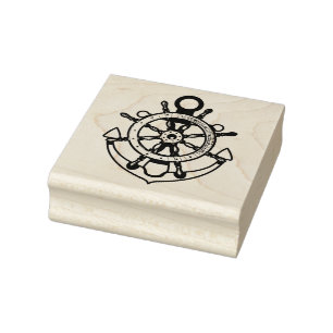 Captains Wheel and Anchor Rubber Stamp