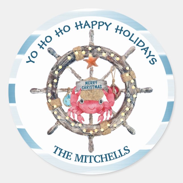 Captain's Wheel Nautical Holiday Envelope Seals (Front)