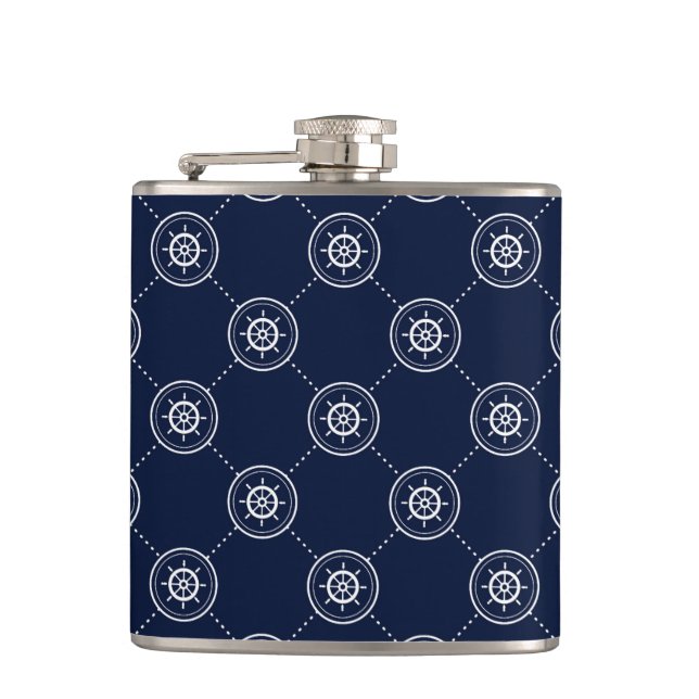 Captain'S Wheel Pattern Hip Flask (Front)