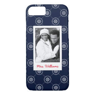 Captain'S Wheel Pattern   Your Photo & Name Case-Mate iPhone Case