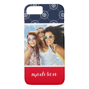 Captain'S Wheel Pattern   Your Photo & Name iPhone 8/7 Case