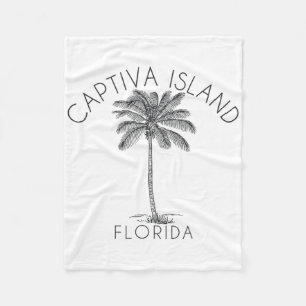 Captiva Island Beach Design Palm Tree Illustration Fleece Blanket