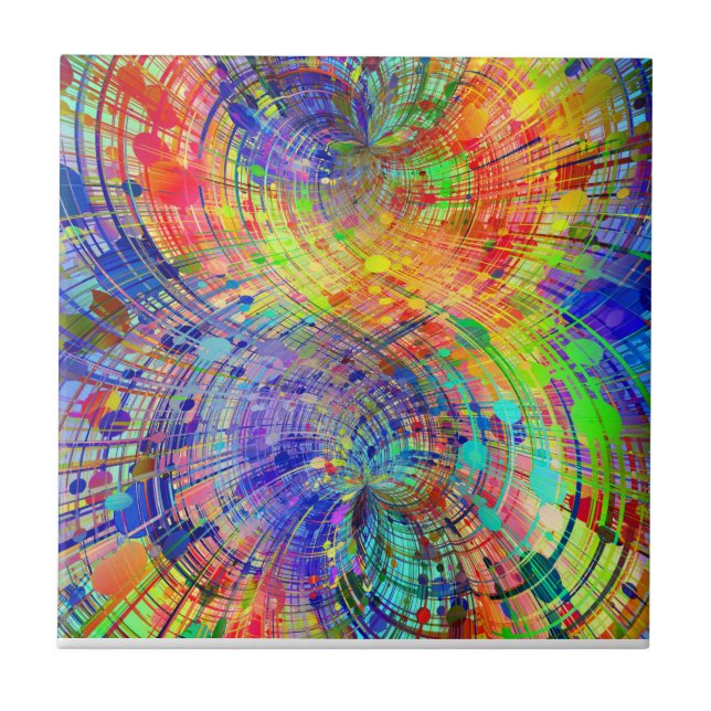Captivateing Colorful Spirals Tile (Front)