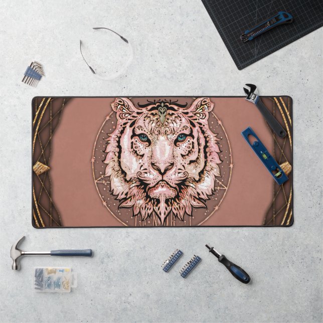 Captivating and artistic depiction of a tiger desk mat (Workstation)