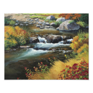 Captivating Anime-Style Oil Painting of Autumn  Photo Print