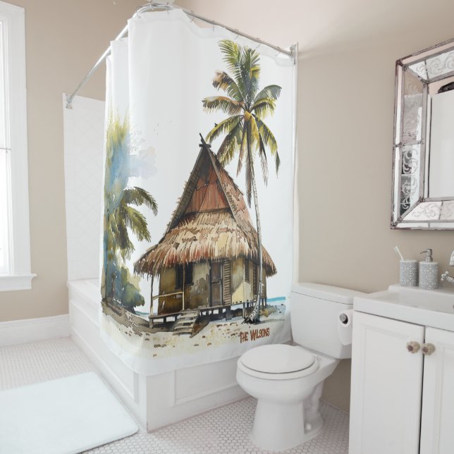Captivating Beach House Scene Shower Curtain (In Situ)