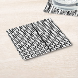 Captivating Black and White Pattern Photo  Square Paper Coaster