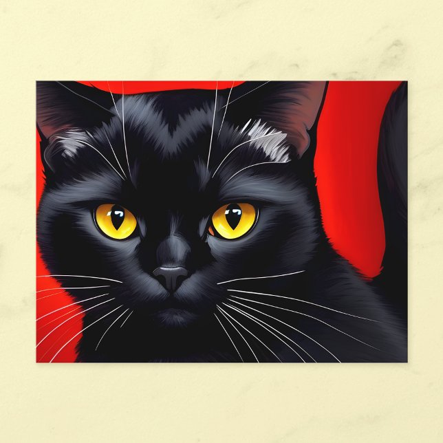 Captivating Black Cat Art Postcard (Creator Uploaded)