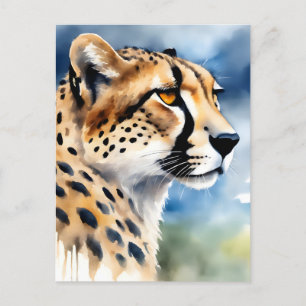 Captivating Cheetah Watercolor Postcard