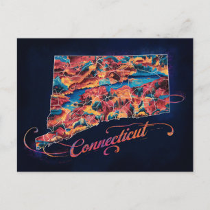 Captivating Connecticut Map Illustration Postcard