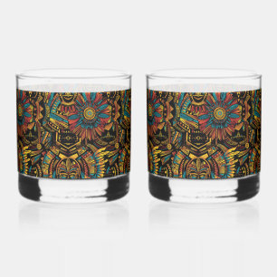 Captivating Cyan "Aztec Dream" 12oz Glass Tumblers