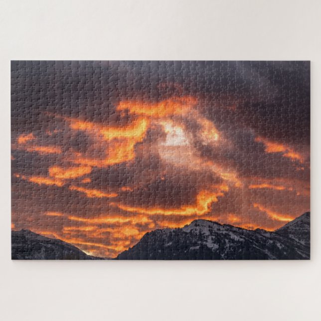 Captivating Fiery Sunset Sky Jigsaw Puzzle (Horizontal)