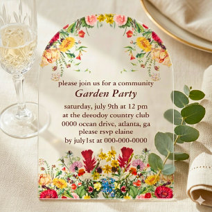 Captivating Floral Garden Party Acrylic Invitations