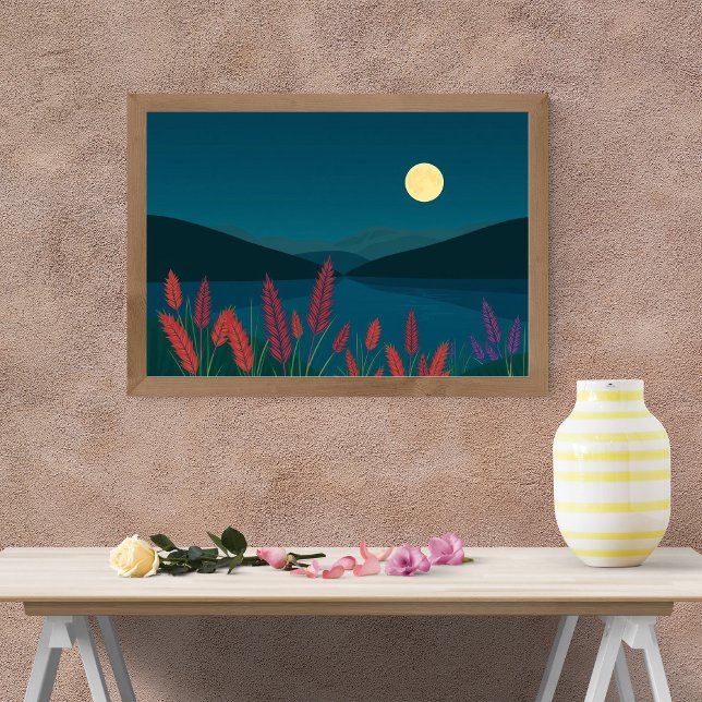 Captivating Full Moon Night over Serene Lake Poster (Creator Uploaded)