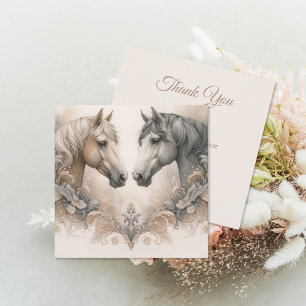 Captivating Horses Wedding Thank You Card