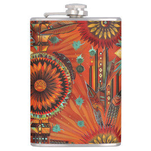 Captivating Navy "Intricate Echoes" 8oz Flask