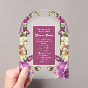 Captivating Orchids Acrylic Graduation Invitation