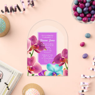 Captivating Orchids Acrylic Graduation Invitation