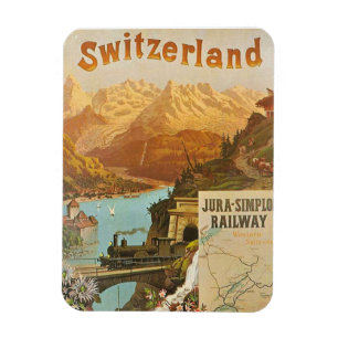 Captivating Swiss Landscapes Jura Simplon Railway Magnet