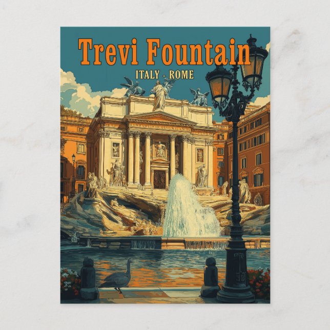 Captivating Trevi Fountain, Rome - Vintage Postcard (Front)