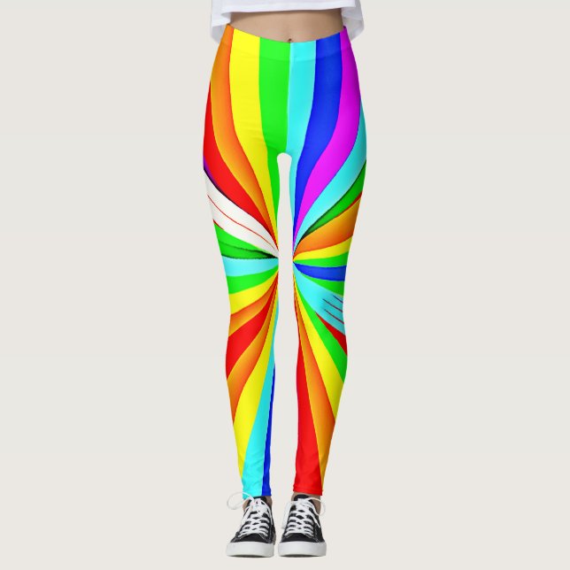 Captivating Vibrant Hues Colourful Pattern Leggings (Front)