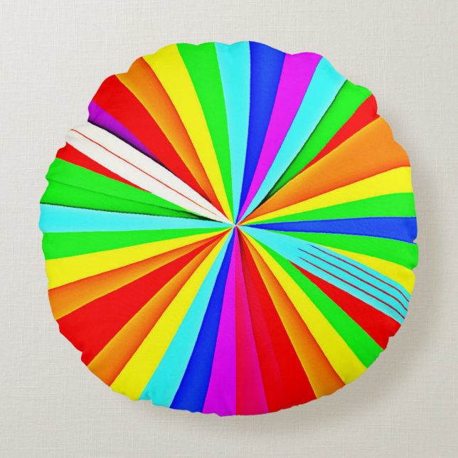 Captivating Vibrant Hues Colourful Pattern Round Cushion (Front)