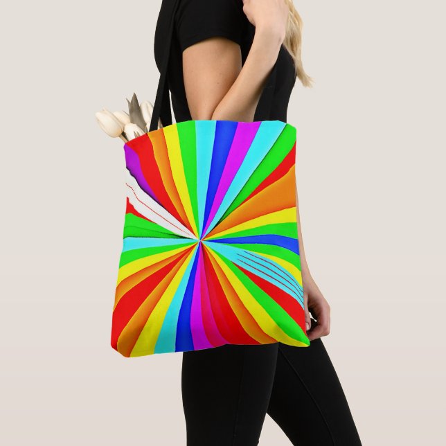 Captivating Vibrant Hues Colourful Pattern Tote Bag (Close Up)