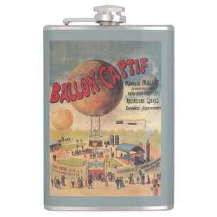 Captive Balloon Rides at a Exposition Poster Hip Flask