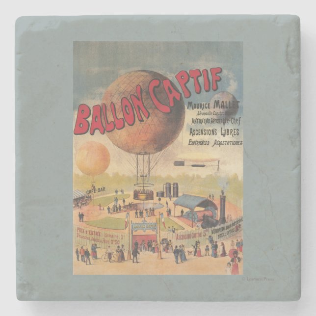 Captive Balloon Rides at a Exposition Poster Stone Coaster (Front)