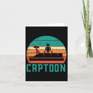 Captoon Boat Sunset Retro Pontoon Captain Men Boys Card