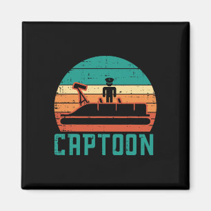 Captoon Boat Sunset Retro Pontoon Captain Men Boys Magnet