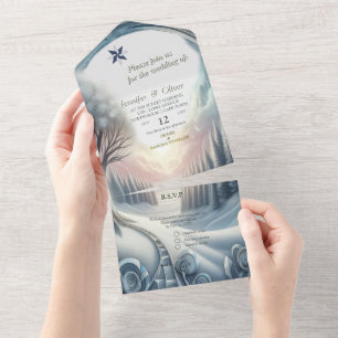 Capture Art Winter Scene & Snow and Ice Crystals All In One Invitation