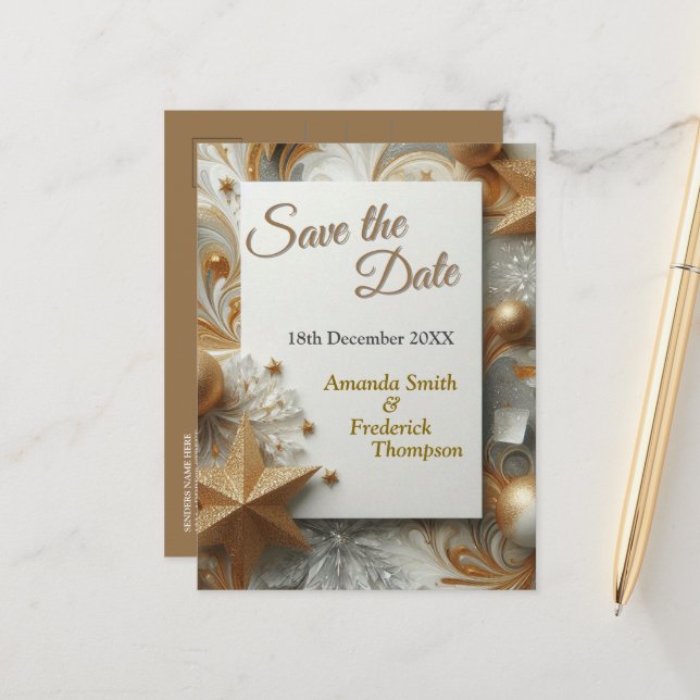 Capture Art Winter Scene & Snow and Ice Crystals Announcement Postcard (Front/Back In Situ)