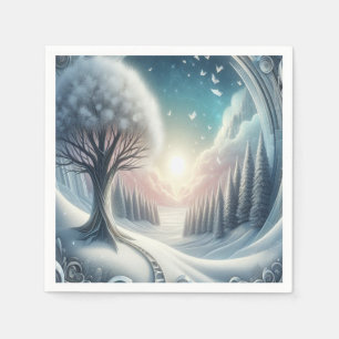 Capture Art Winter Scene & Snow and Ice Crystals Napkin