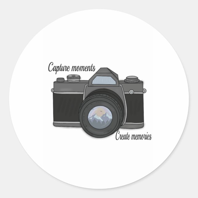 Capture moments....create memories  classic round sticker (Front)