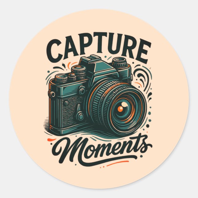 Capture Moments Retro Camera Art Sticker (Front)