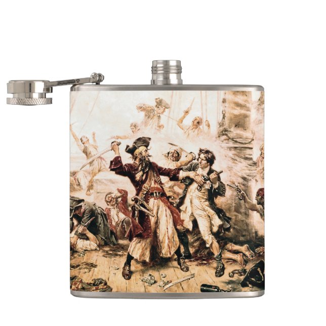 Capture, Pirate Blackbeard, Queen Anne's Revenge Hip Flask (Opened)